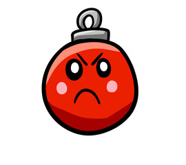 Cartoon Stylized Angry Christmas Bulb