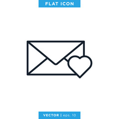 Envelope and Heart Love Icon Vector Logo Design Template.