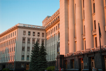 The building of the Administration of President of Ukraine. Facade an ansemble during sunset