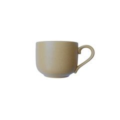 Clean empty beige with slight spots coffee cup simple ceramics tableware minimalist concept front view mockup