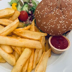 french fries and ketchup