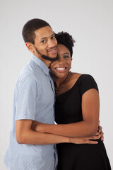 Romantic Black couple in a loving embrace