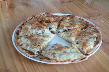 pulled pork and cheese pizza closeup