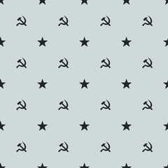 seamless vector pattern background with star, stickle and hammer of communism