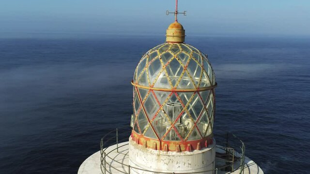Beautiful Lighthouse in the coast of Spain. Aerial Drone Footage