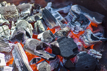 Burning Charcoal Ready For A BBQ