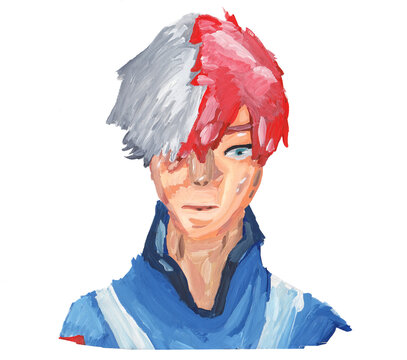 An artistic portrait of a manga anime boy. Face sketch, illustration.