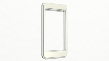 smart phone on the wall. 3D illustration of metallic sculpture over a white background with mild texture. business and concept