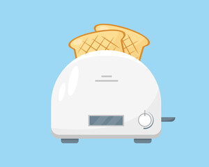 White toaster with pieces of bread
