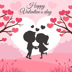 Valentine's day background with couple kissing
