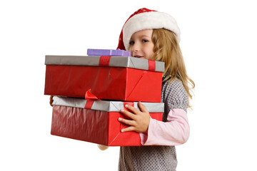 Kind mit Weihnachtsgeschenken