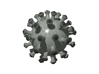 3D illustration of STONE CORONA virus made of sticky arms on the core ball with realistic shadows and perspective