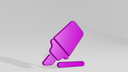 DESIGN TOOL GLUE from a perspective with the shadow. A thick sculpture made of metallic materials of 3D rendering. illustration and background