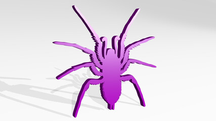 INSECT FLY made by 3D illustration of a shiny metallic sculpture with the shadow on light background. animal and butterfly