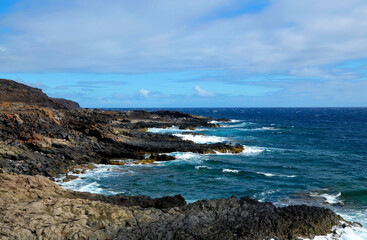 Fototapeta na wymiar La Restinga volcanic coastline in the south of the island El Hierro, Canary Islands, Spain.