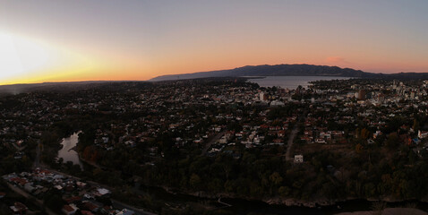 sunset in the mountains in the sky aerial photography