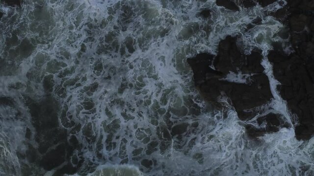  Waves Crashing On Rocks. Coast of Galicia,Spain. Aerial Drone Footage