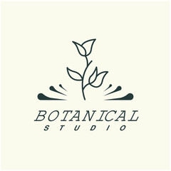 Design logo symbol icon sign. Illustration vector of an organic leaf. Graphic plant element logo. Botanical nature flower logo. minimalist organic concept beautiful logo minimalist Free Vector.