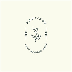 Design logo symbol icon sign. Illustration vector of an organic leaf. Graphic plant element logo. Botanical nature flower logo. minimalist organic concept beautiful logo minimalist Free Vector.