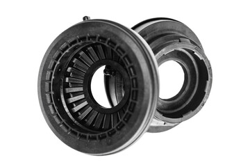 thrust bearings of front shock absorbers on a white background