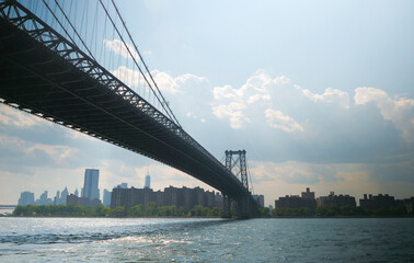 landscape of  NYC and Williamsburg bridge with east river 