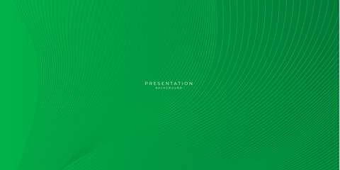 Green abstract background with curve wave lines contour for presentation design