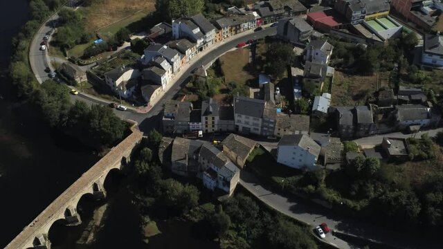 Lugo, historical city of Galicia,Spain. Aerial Drone Footage