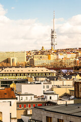Czech Republic Prague March 2017. European city roofs TV tower vertical photo