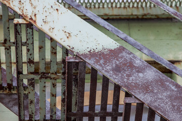 Stairs after paint removing with send blasting