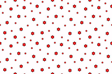 floral wallpaper, small red flowers minimal style repeated seamless pattern, white background, vector illustration flat design