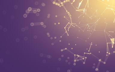 Abstract background. Molecules technology with polygonal shapes, connecting dots and lines. Connection structure. Big data visualization.