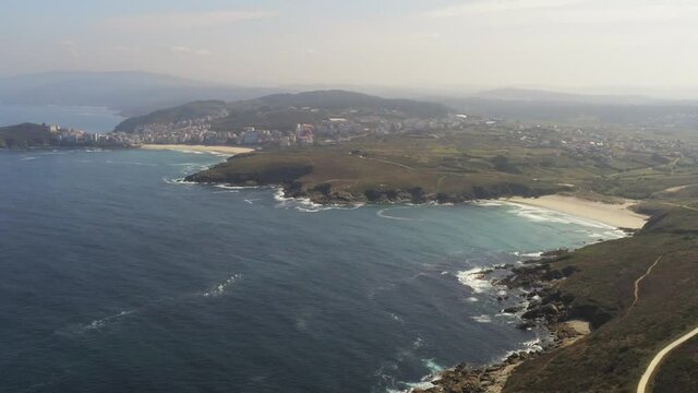 Galicia. Malpica and Sisargas Islands. Coast of the Death.Spain. Aerial Drone Footage