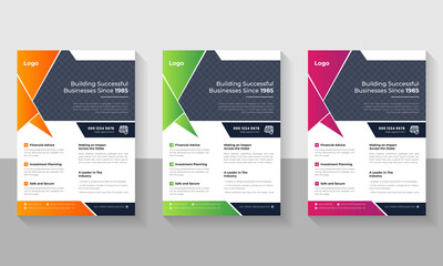 Business abstract vector template. Brochure design, cover modern layout, annual report, poster, flyer in A4 with colorful triangles, geometric shapes for tech, science, market with light background