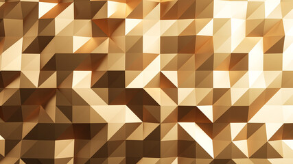 3D Rendering. Gold triangular abstract background. 