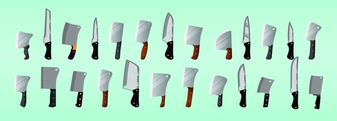 set of cleaver or knife for logo, icon and more