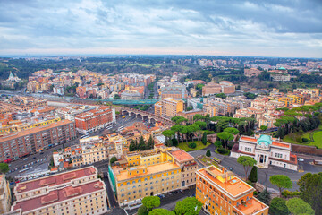 Fototapeta na wymiar Aerial View of Rome and Vatican City . View from St. Peter's Basilica