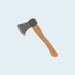 Axe vector illustration. Wooden black ax isolated on background