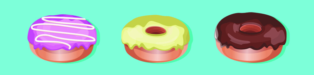 set of delicious donuts with various topping