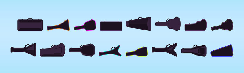 set of guitar case with various models