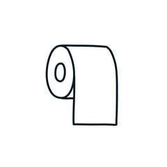 toilet paper doodle icon, vector line illustration