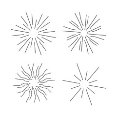 Set of vintage sunbursts, explosion doodles isolated on white background EPS Vector Abstract