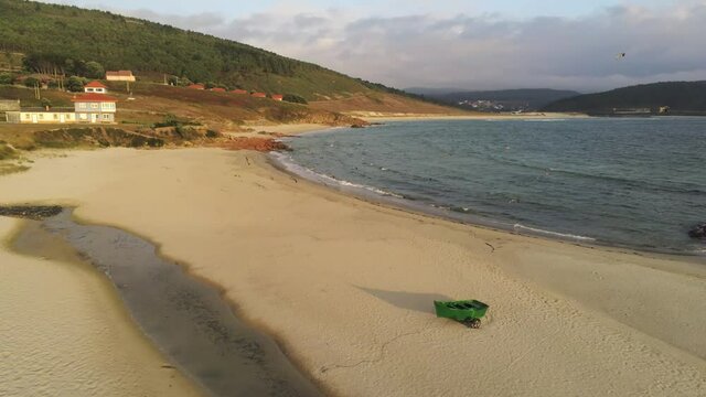 Aerial view in beach of Galicia,Spain. Drone Footage