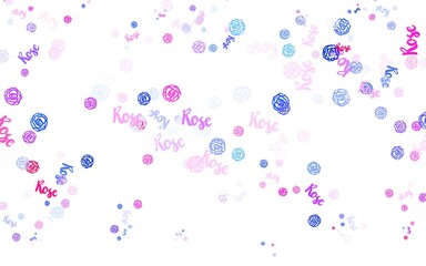 Light Pink vector abstract pattern with flowers, roses.