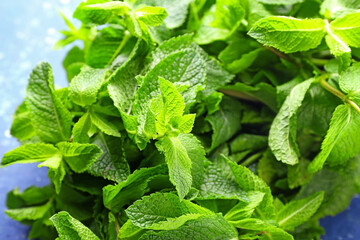 Fresh mint on table, closeup