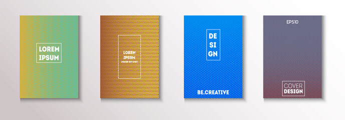 Wavy Minimal Cover Vector Set. 80s Neon Music Poster. Cool 