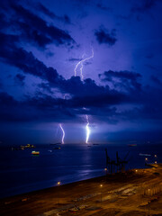 Beautiful lightning flash at night