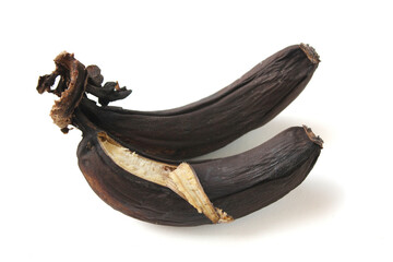 Rotten banana isolated  on white background 