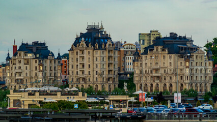 KAZAN, Russia-June 20 2020: Prestigious district on the "Kremlin embankment" of the Kazanka river