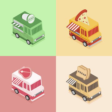 Isometric Food Truck Collection