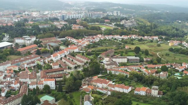 Santiago de Compostela, historical city of Galicia,Spain.  Aerial Drone Video
